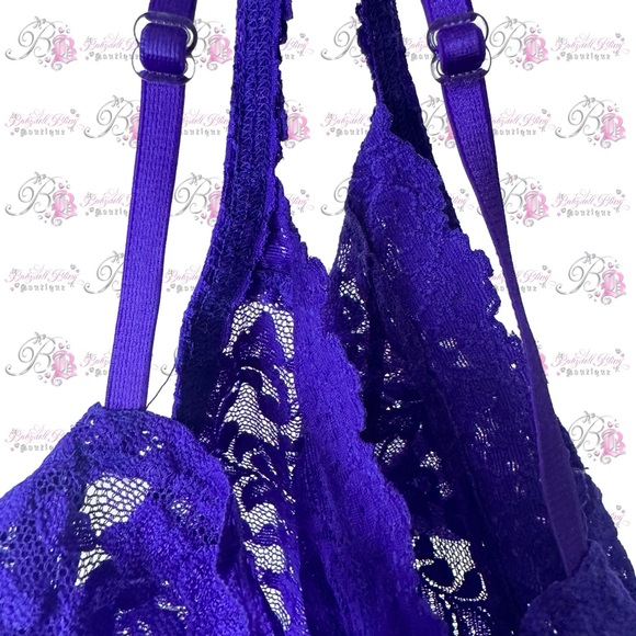 Hanky panky bra bralette lace Lacie floral neon purple stretchy style # 9k7406 - Picture 4 of 6